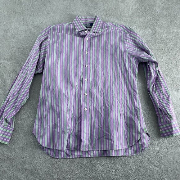 Polo Ralph Lauren Mens Regent Fit Purple Striped Dress Shirt Size 17/43 4902 - Picture 1 of 8